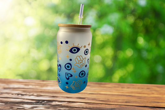 BLUE EYES GLASS CUP 16oz