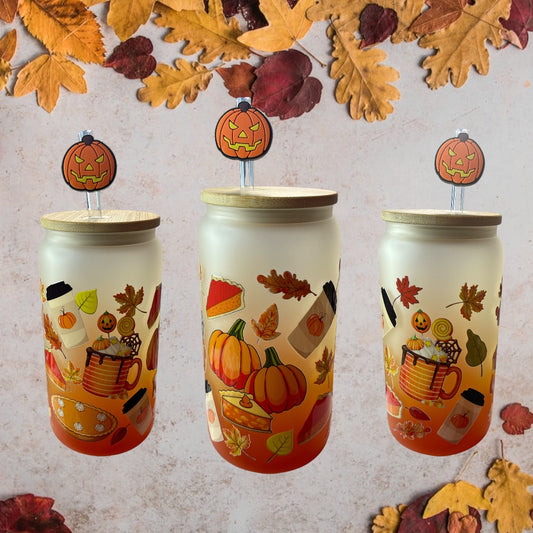 PUMPKIN GLASS CUP 16oz
